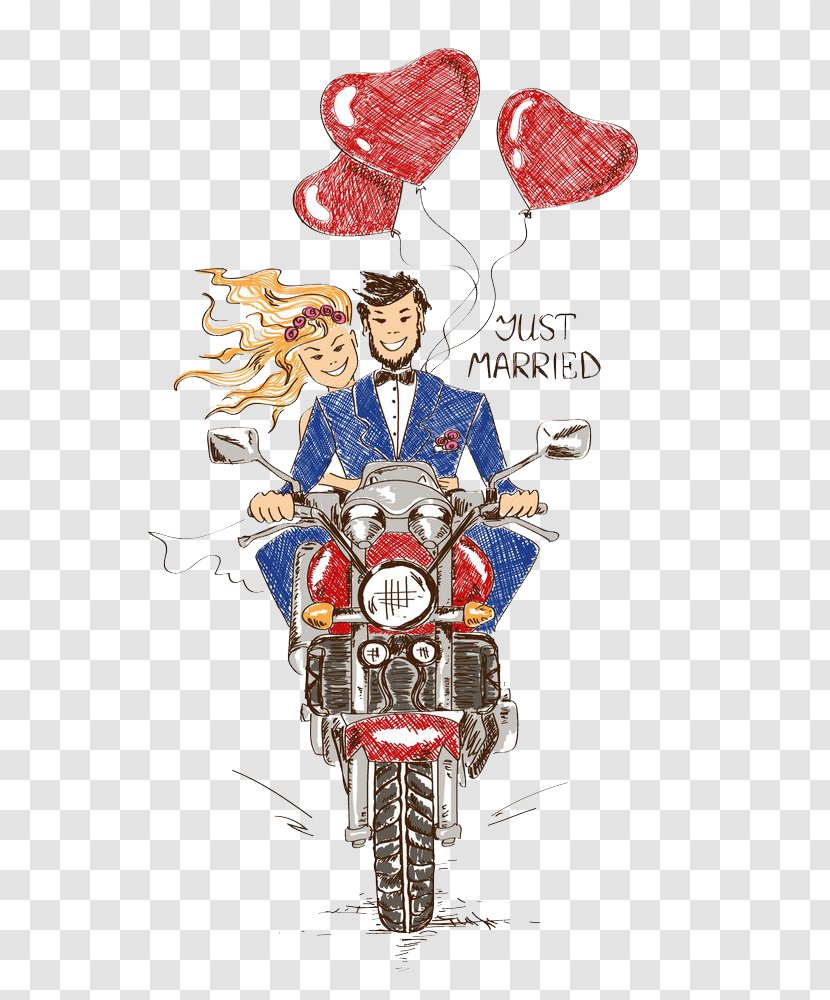 Wedding Invitation Motorcycle Bicycle - Couple Couples Illustration Picture Transparent PNG