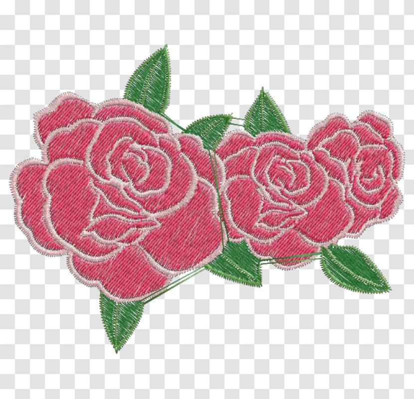 Garden Roses Cabbage Rose Embroidery Pink Handicraft - Color - Flower Transparent PNG