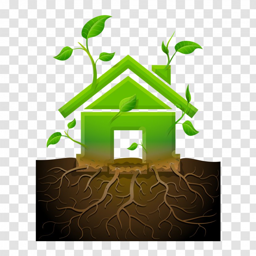 House Green Home Root Illustration - Text - Creative Cartoon Transparent PNG