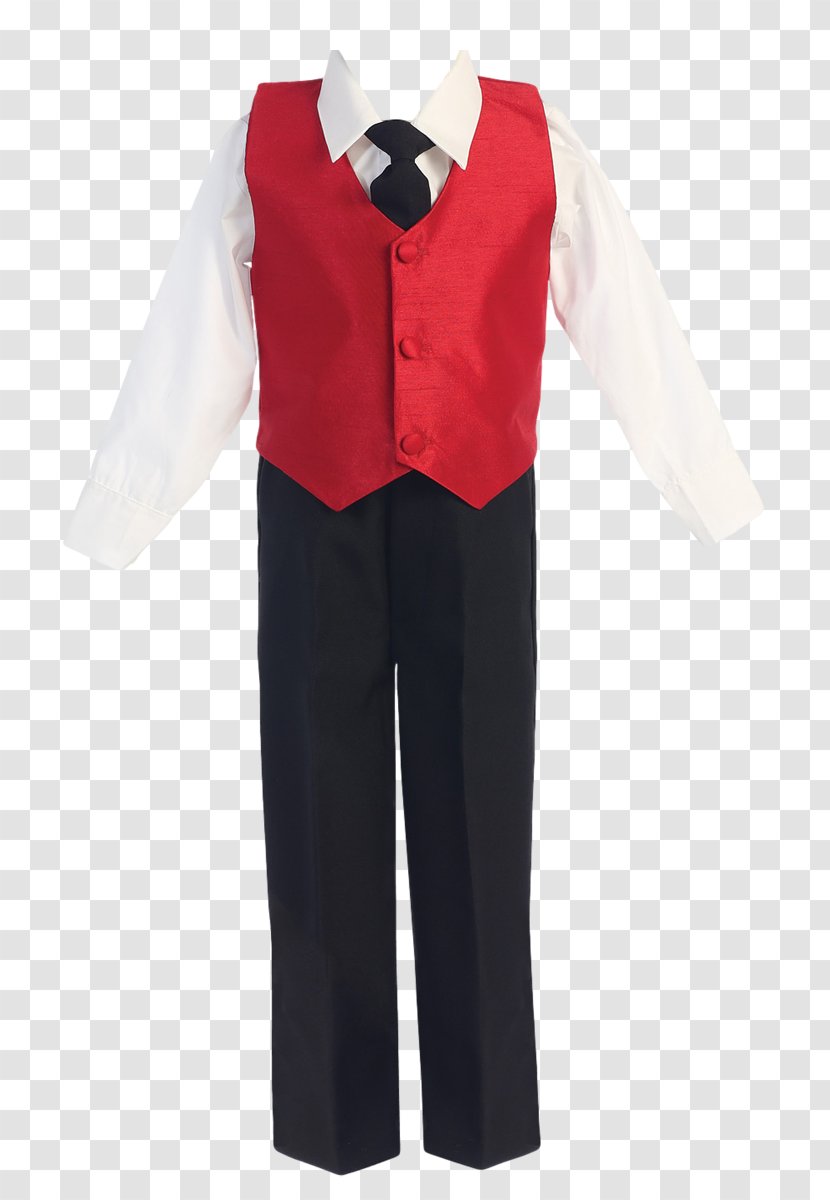 Tuxedo Waistcoat Necktie Boy Suit - Red Silk Cloth Transparent PNG