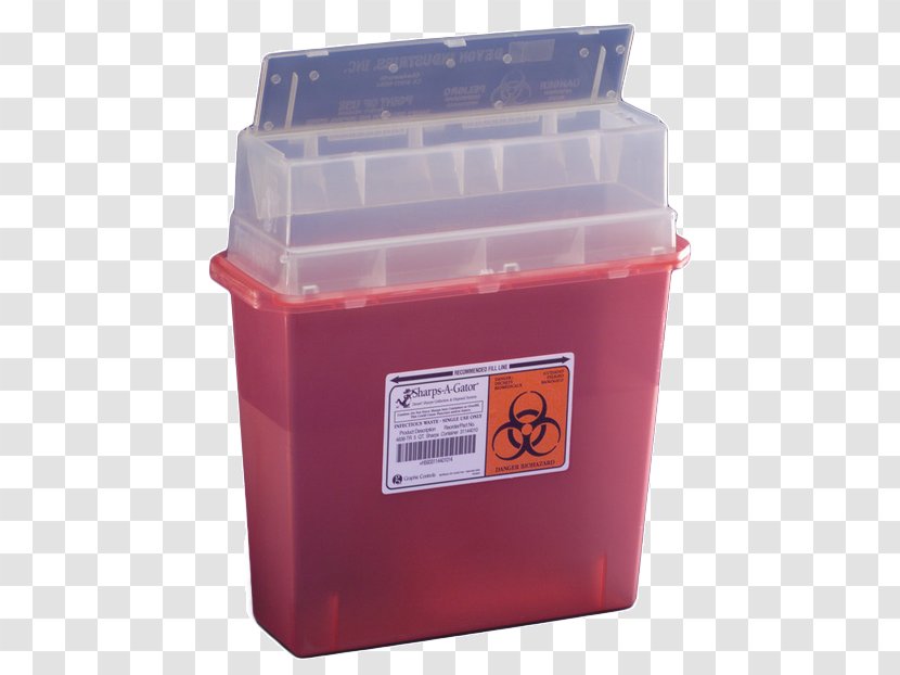 Sharps Waste Plastic Container Hypodermic Needle Biological Hazard - Medical Transparent PNG