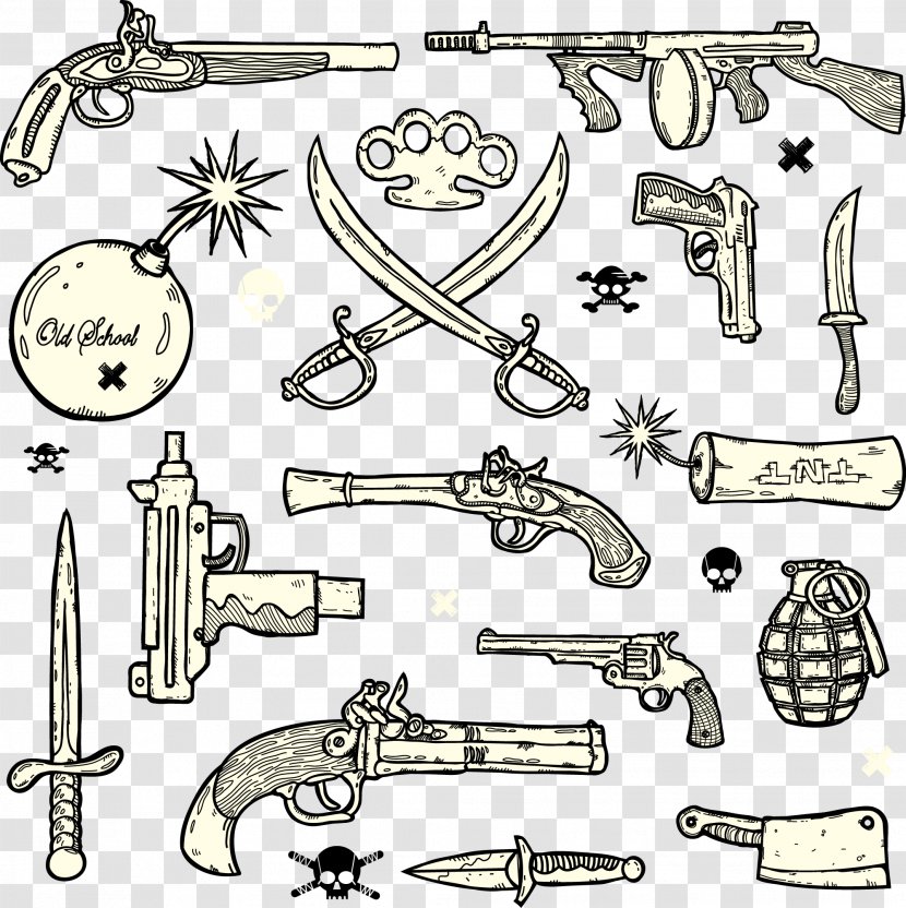 Drawing Weapon - Hardware Accessory - Hand-drawn Elements Of Various Weapons Transparent PNG