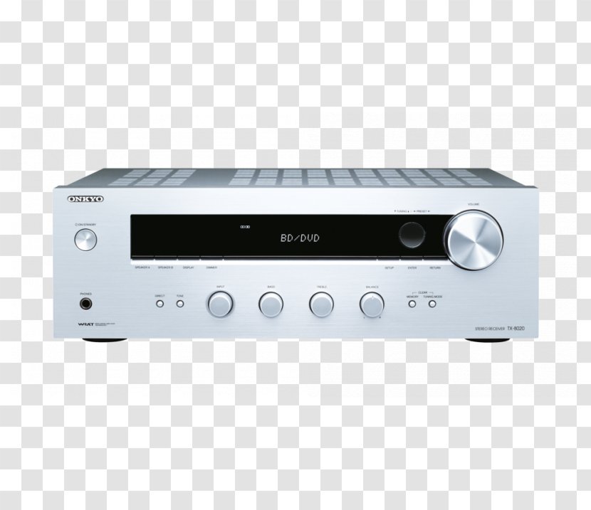 Onkyo TX-8020 AV Receiver Stereophonic Sound Audio Power Amplifier - Electronic Device - Stereo Transparent PNG