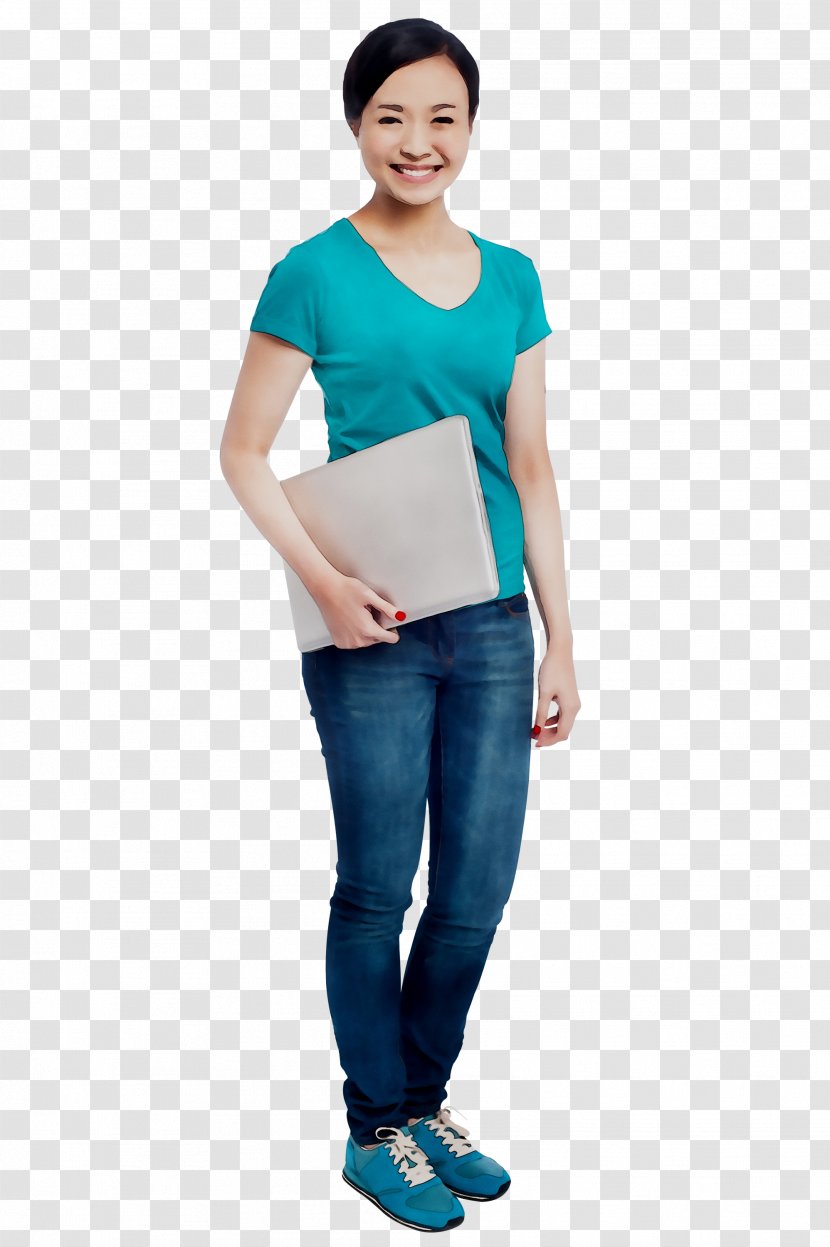Sleeve T-shirt Waist Jeans Shoulder - Electric Blue Transparent PNG