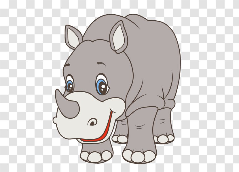 Rhinoceros Hippopotamus Mammal - Elephant - Cartoon Rhino Transparent PNG