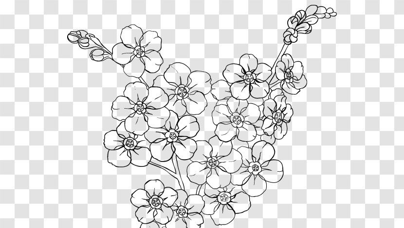Drawing Floral Design Painting Flower Coloring Book - Black - Hand Painted Cherry Blossoms Transparent PNG