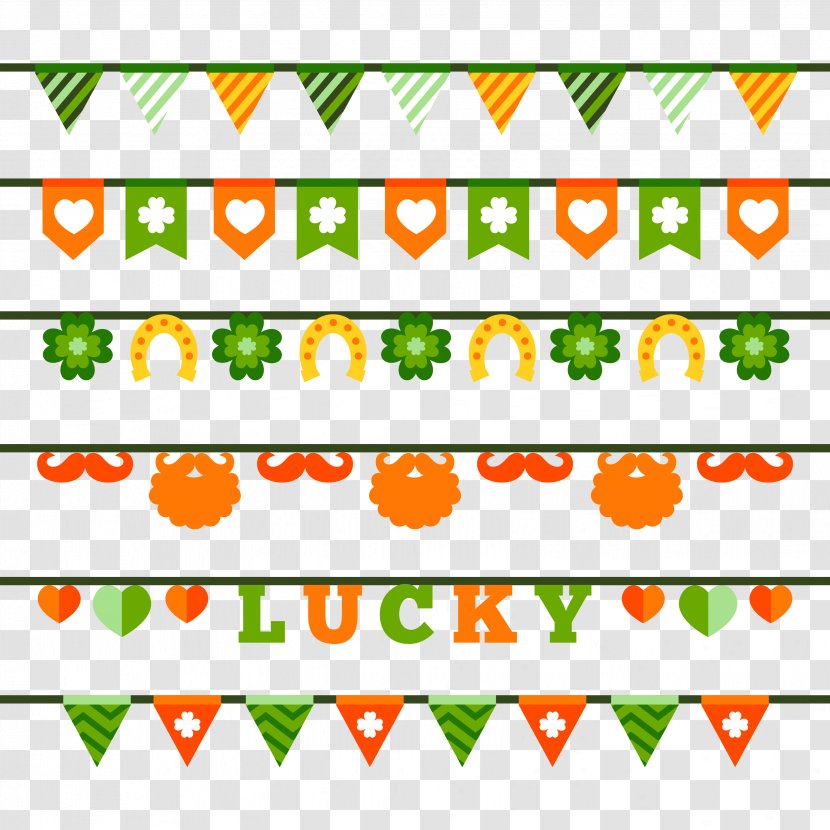 Saint Patricks Day Euclidean Vector Download Icon - Text - Clover Green Decorative Streamers Transparent PNG
