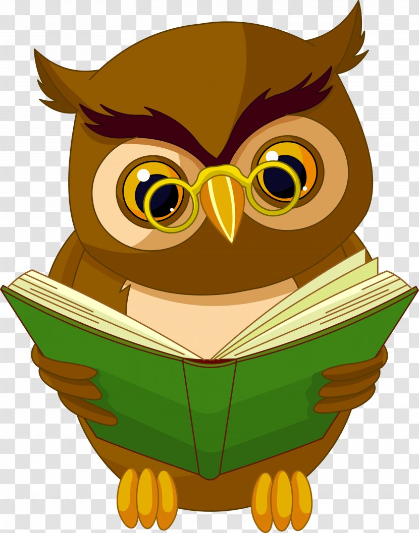 Baby Owls Book Reading Clip Art - Yellow Transparent PNG