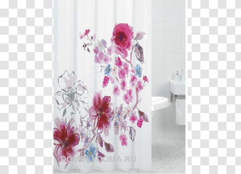 Curtain Bathtub Bathroom Cornice Wildberries - Watercolor Blooming Transparent PNG
