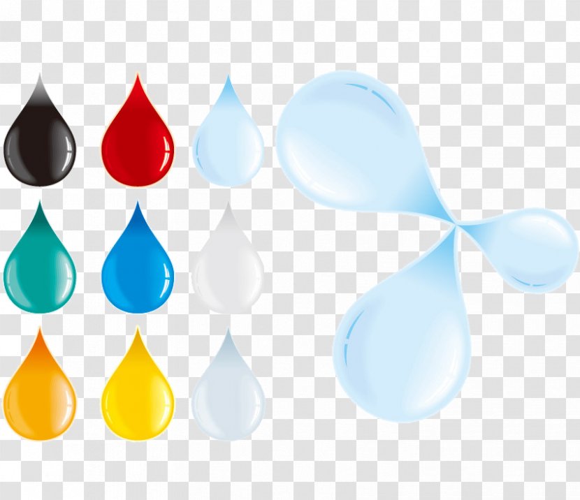 Water-Drop Free Clip Art - Drop - Colorful Water Drops Set Of Elements Transparent PNG