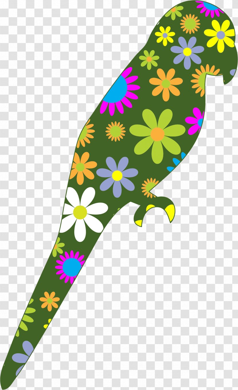 Parrot Bird Flower Clip Art - Carolina Parakeet - Retro Transparent PNG