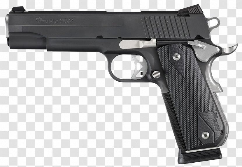 SIG Sauer 1911 .45 ACP Pistol Firearm - Ranged Weapon - Speedloader Transparent PNG