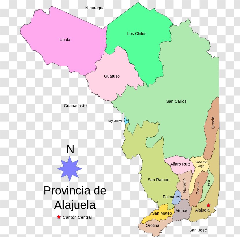 Alajuela Provinces Of Costa Rica Poás Volcano San Carlos Alajuelita - Water Resources - Map Transparent PNG