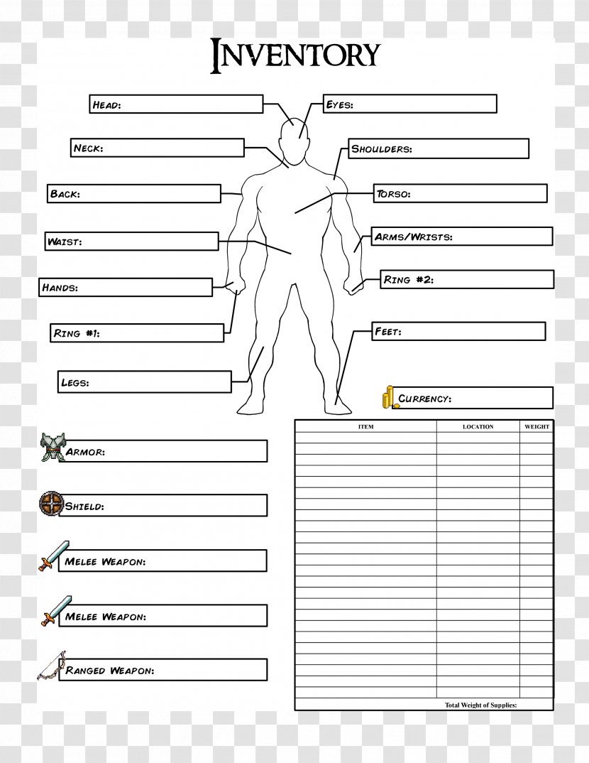 Dungeons & Dragons Online Pathfinder Roleplaying Game Character Sheet Creation - Black And White Transparent PNG