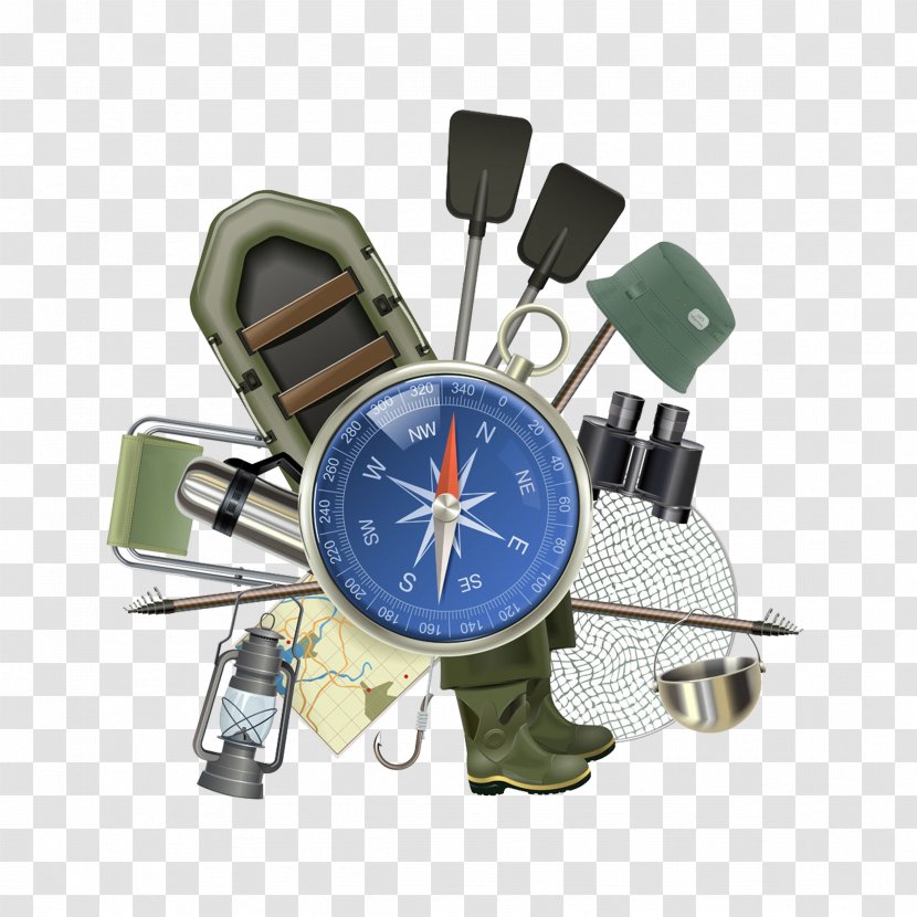 Compass Camping Fishing Illustration - Scouting - And Outdoor Appliances Transparent PNG
