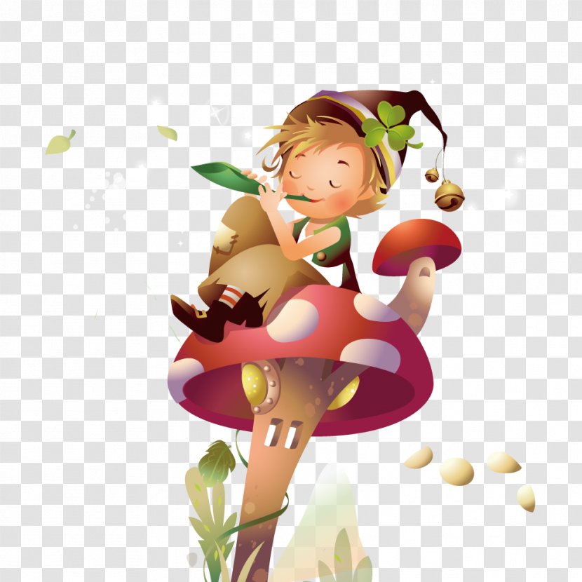 Desktop Wallpaper Fairy Tale Illustration - Child - Boy Sitting On Mushrooms Transparent PNG