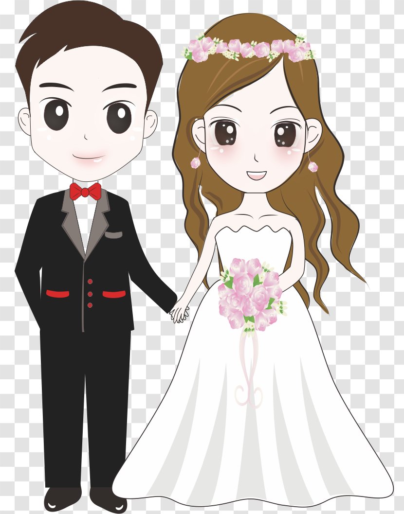 Bridegroom Wedding Illustration - Tree - Cartoon Bride And Groom Transparent PNG