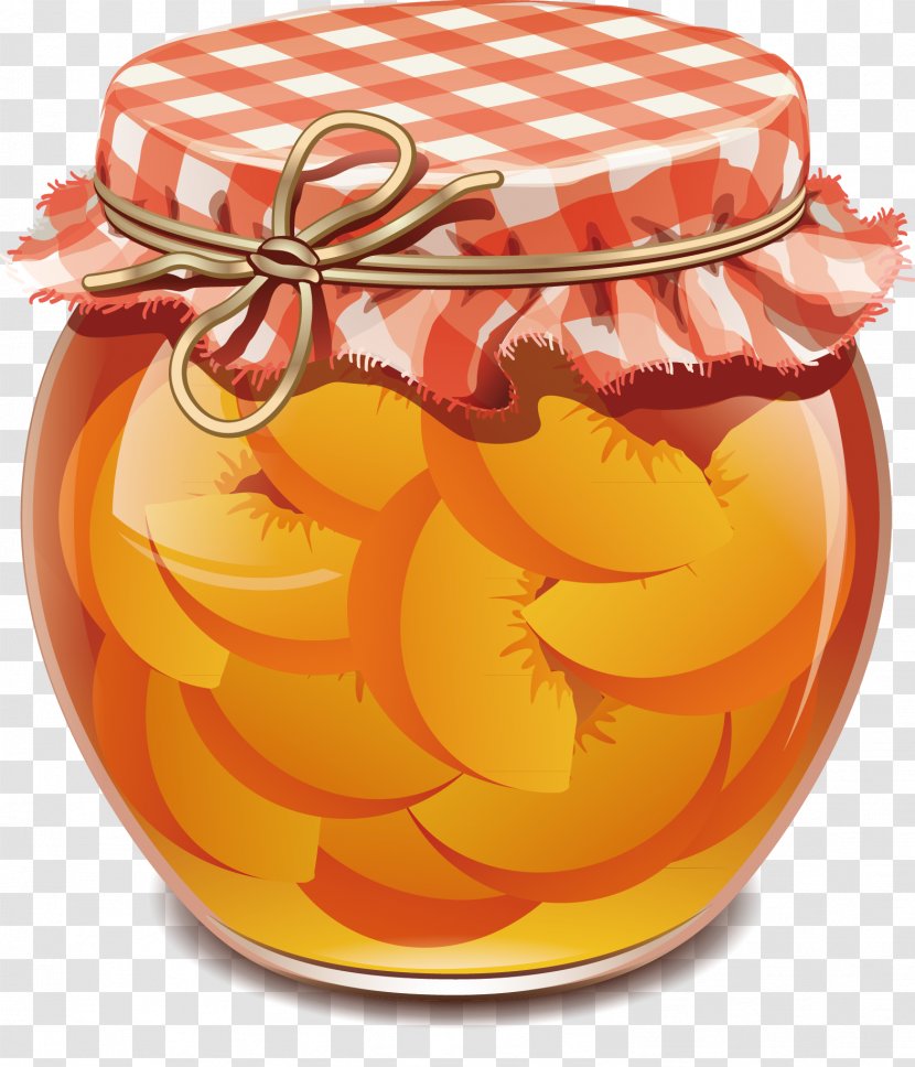 Gelatin Dessert Fruit Preserves Jar - Royaltyfree - Peach Decorative Design Vector Transparent PNG