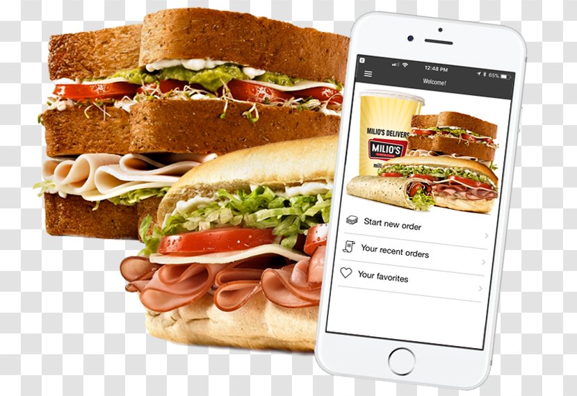 Hamburger Breakfast Sandwich Ham And Cheese Fast Food Milio's Sandwiches - Bread Transparent PNG