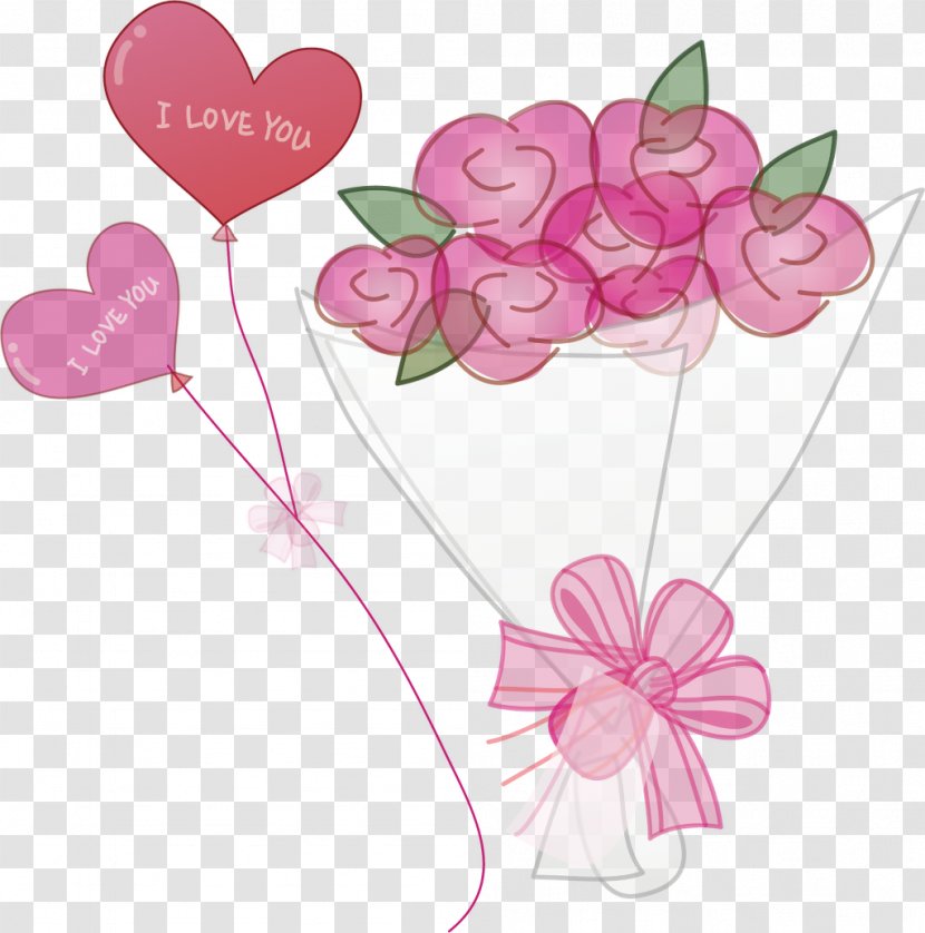 Floral Design Nosegay Flower - Flora - Heart Balloon Transparent PNG