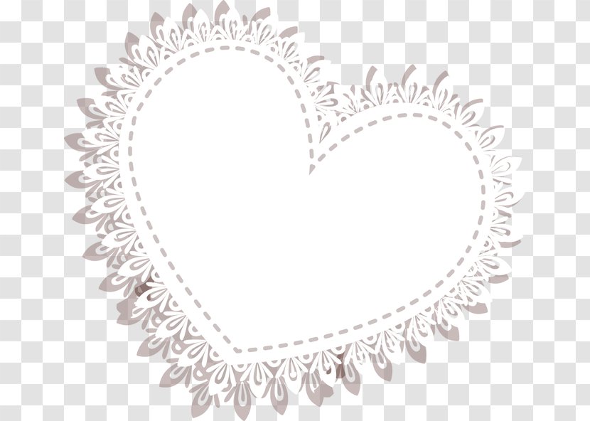 Lace White Heart Motif - Tree - Three-dimensional Cartoon Transparent PNG