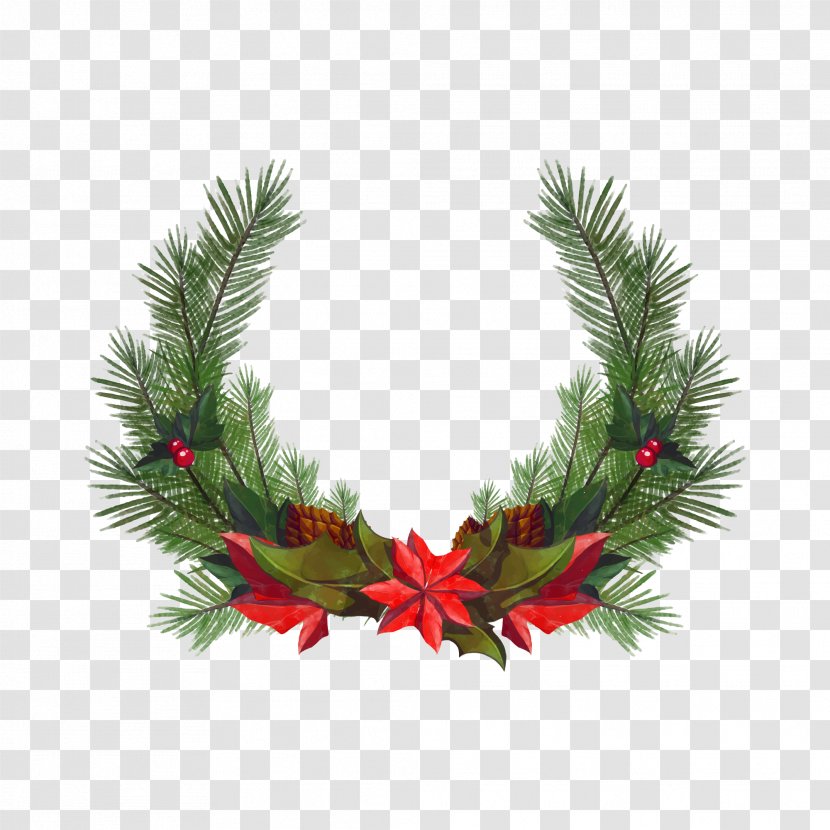 Christmas Wreath Santa Claus Euclidean Vector - Pine Family Transparent PNG
