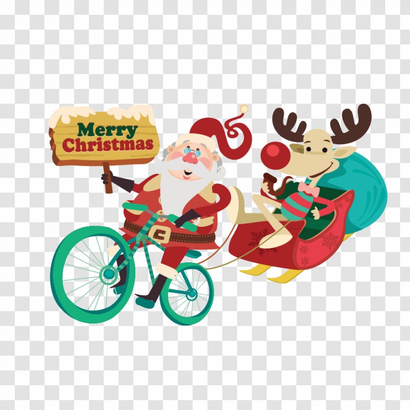 Santa Claus Mrs. Bicycle Christmas Day - Vehicle - Bikibg Ornament Transparent PNG