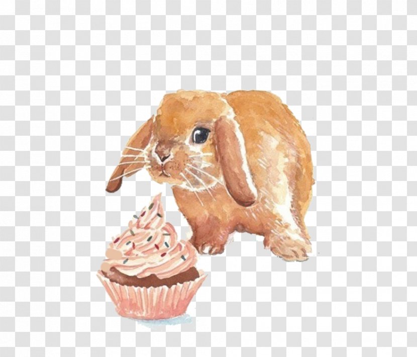 Watercolor Painting CatScat Illustration - Rabbit - Cartoon Bunny Cake Transparent PNG