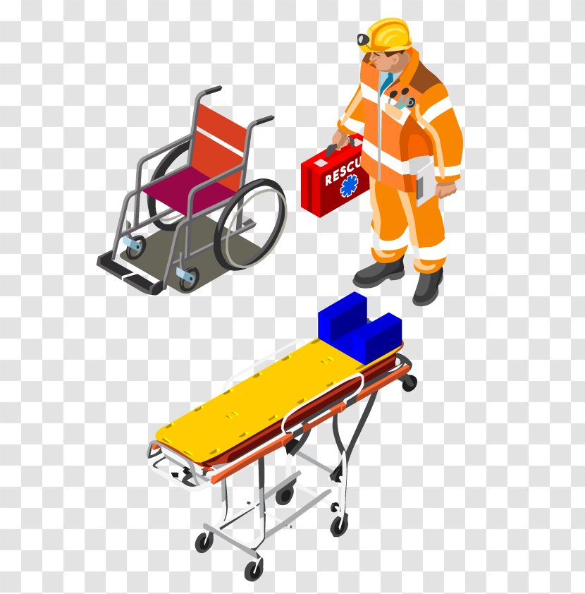 Firefighter Ambulance Wheelchair - Stretcher - Firefighters Transparent PNG