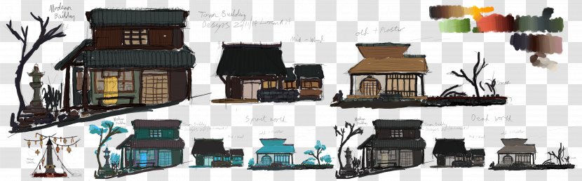 Concept Art Japanese Architecture - Drawing - Town Transparent PNG
