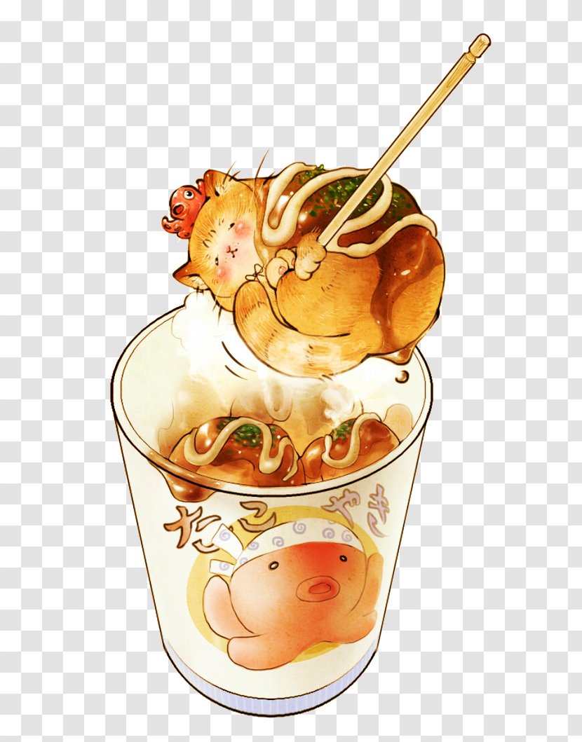 Takoyaki Octopus Japanese Cuisine - Sundae - Cat Transparent PNG