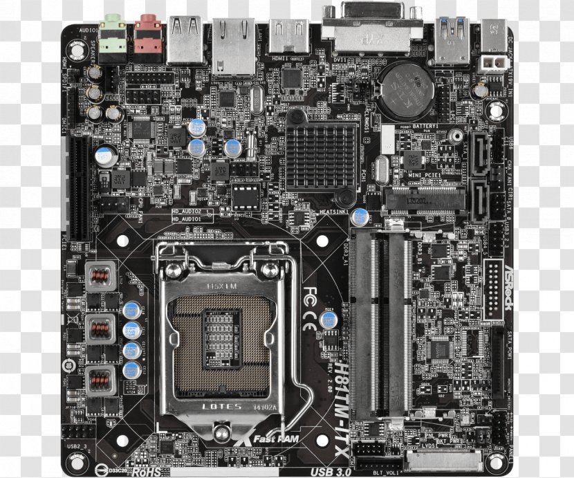 Mini-ITX LGA 1150 Motherboard DDR3 SDRAM CPU Socket - Electronic Component - R2 Transparent PNG