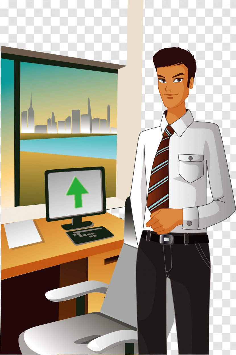 Cartoon Illustration - Standing - Vector Business Man Material Transparent PNG