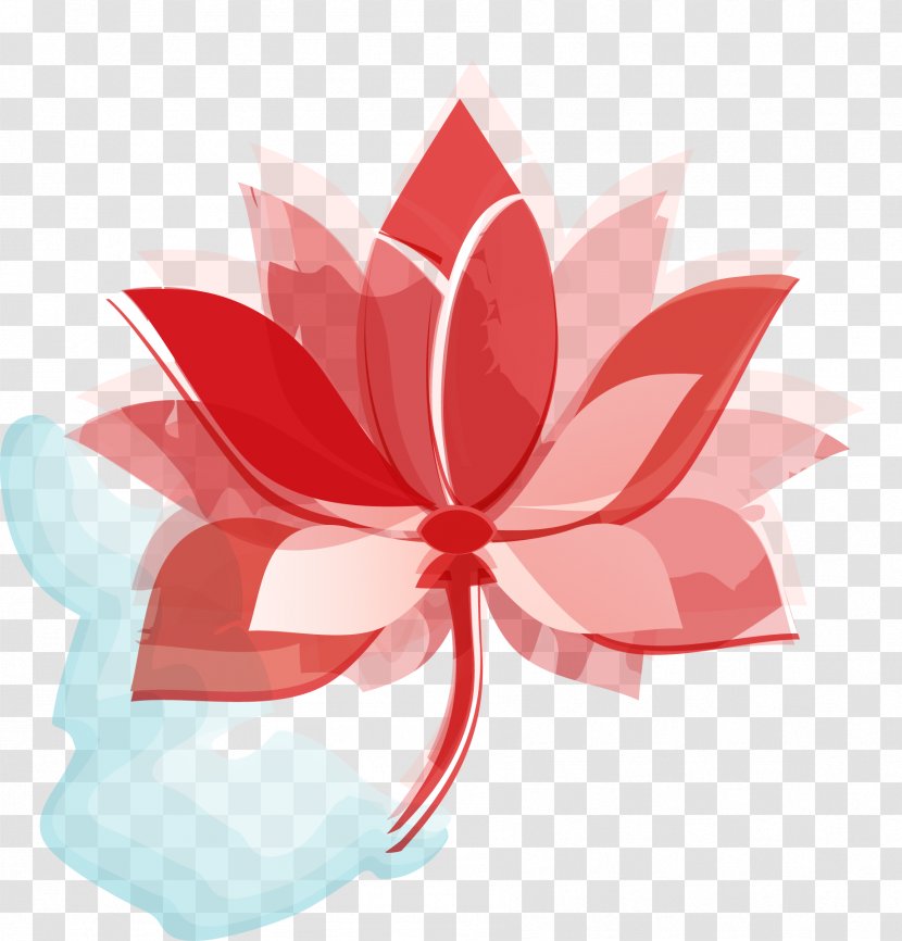 Nelumbo Nucifera Icon - Flowering Plant - Vector Decorative Red Lotus Transparent PNG