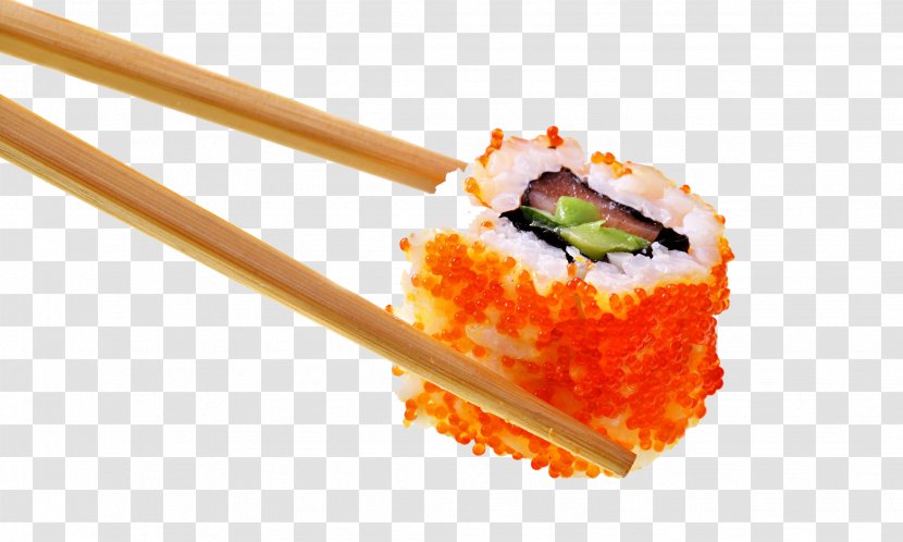 Sushi Japanese Cuisine Sashimi California Roll Makizushi - Chopsticks - Transparent Images Transparent PNG