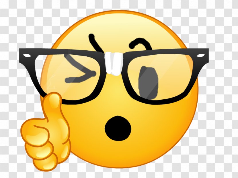Smiley Emoji Clip Art Thumb Signal Discord - Glasses Transparent PNG
