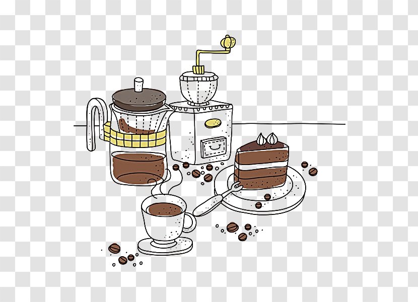 Coffee Cafe Drawing Illustration - Gratis Transparent PNG