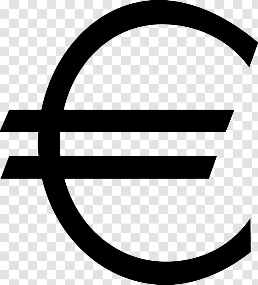 Euro Sign Currency Symbol Coins Clip Art - Black And White - 20 Note Transparent PNG