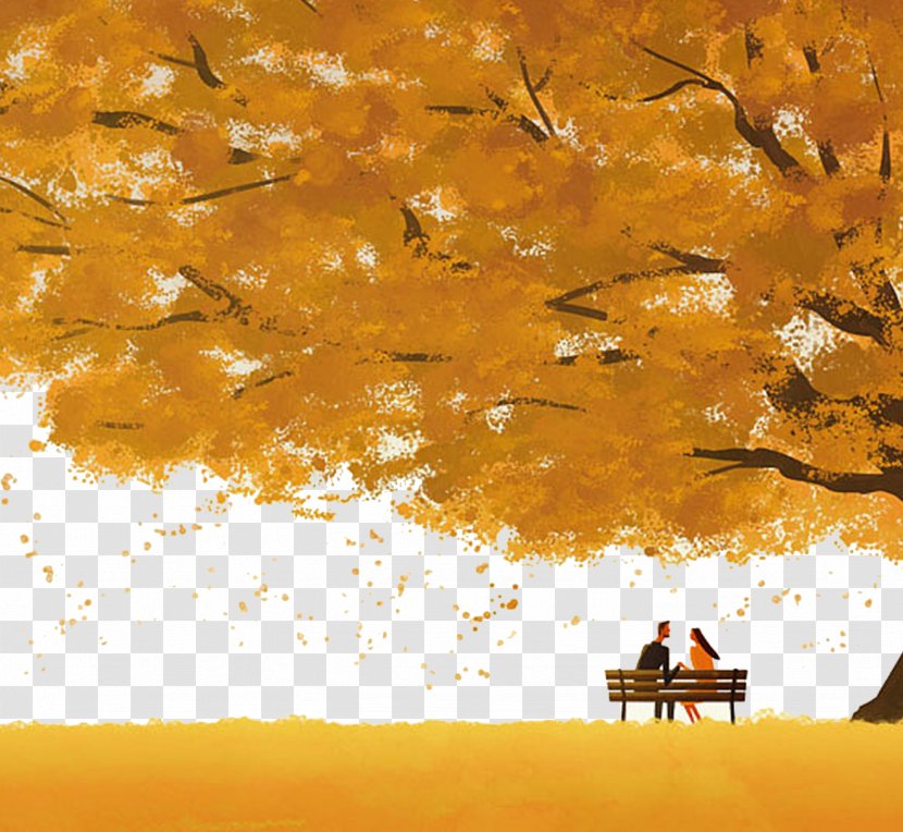 Autumn Illustration - Ink - Romantic Lovers Transparent PNG