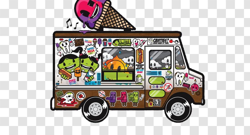 Ice Cream Van Car Rainbow Sherbet Taco - Bumper Sticker - Colorful Stickers Truck Transparent PNG