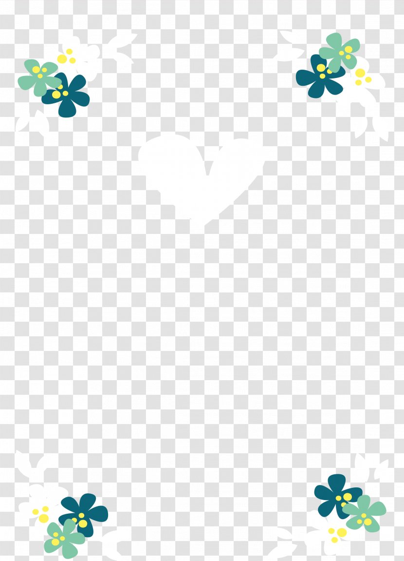 Flower Drawing Pattern - Blue - Small Floral Decoration Frame Transparent PNG