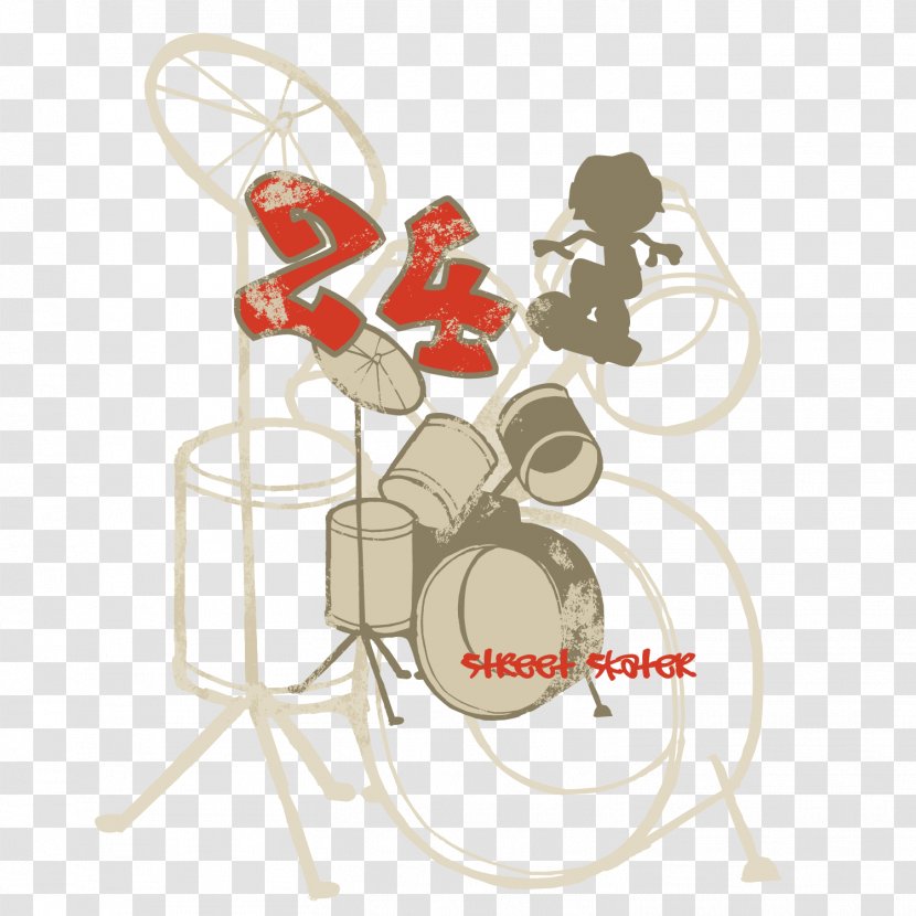 Drums Jazz Drumming Illustration - Cartoon - Red Line Drum Vector Material Transparent PNG