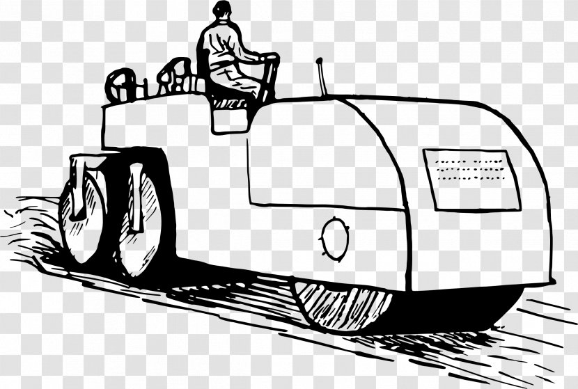 Road Roller Clip Art - Black And White - Steam Engine Transparent PNG