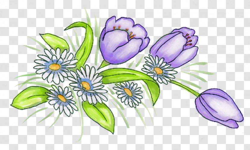 Purple Tulip Floral Design - Seed Plant - Tulips And Daisies Transparent PNG