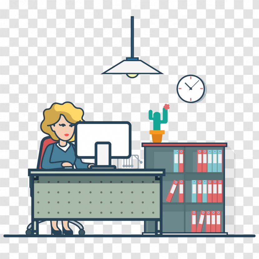 Office Flat Design Illustration - Woman Transparent PNG