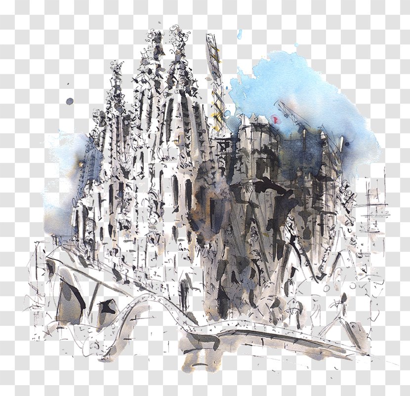 Sagrada Família Drawing Illustrator Painting - Barcelona - Familia Transparent PNG