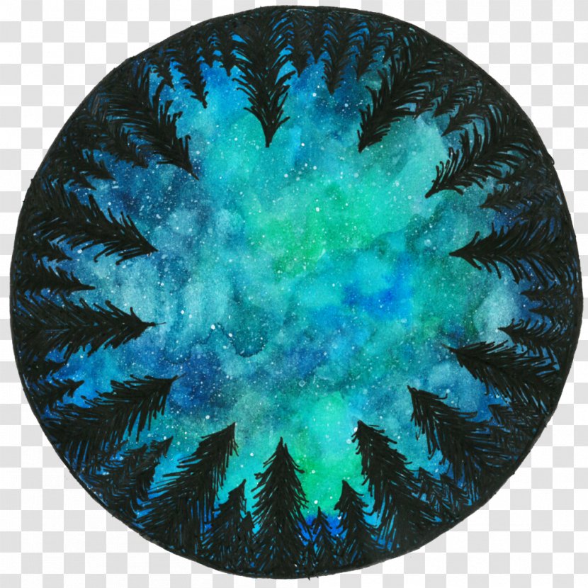 Galaxy Watercolor Painting Green Art Turquoise - Sky Transparent PNG