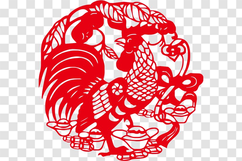 Rooster Chinese New Year Zodiac Chicken - Flower - Oker Transparent PNG