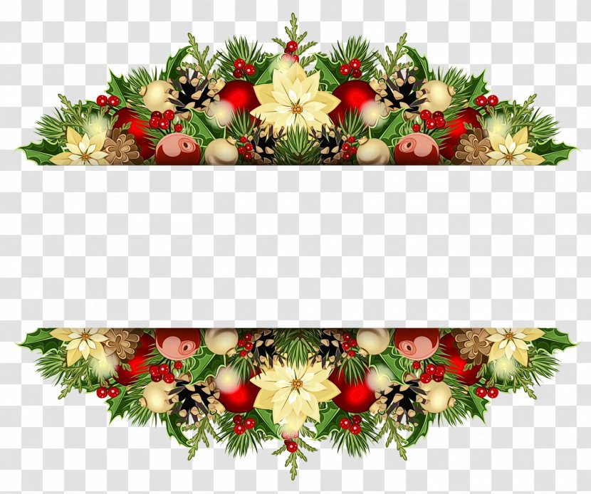 Watercolor Christmas Wreath - Holiday Ornament - Pine Family Fir Transparent PNG