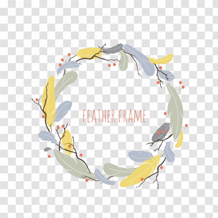 Feather Picture Frame Euclidean Vector Pastel - Decorative Arts - Creative Wreath Transparent PNG